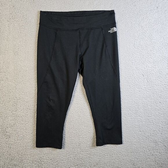 The North Face Womens Leggings M Black Capri Athletic Yoga Stretch Workout Logo - Picture 15 of 16